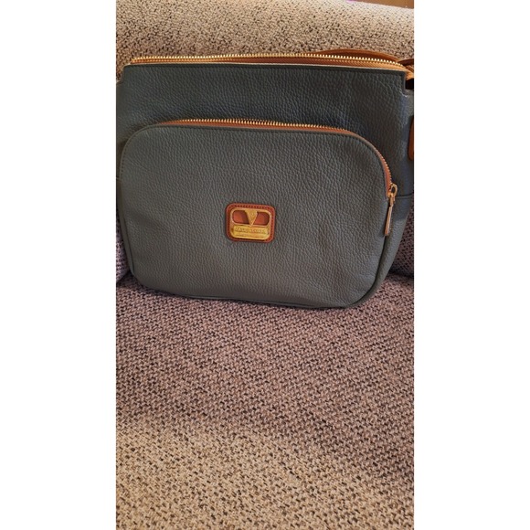 Valentina Sage Green Pebble Brown Leather Crossbody Bag Made in‎ Italy - Picture 15 of 16